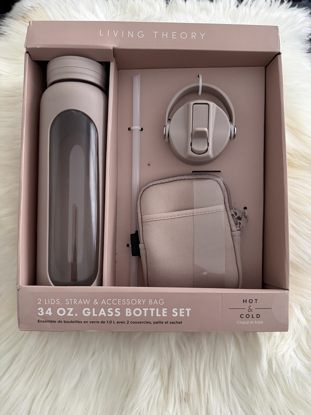 Living Theory 34 oz Glass Bottle Set - Rose Blush
